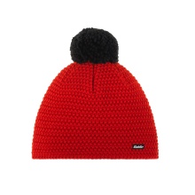 Eisbär Wintermütze Jamie mit Bommel (Pompon) Merinowolle rot/schwarz